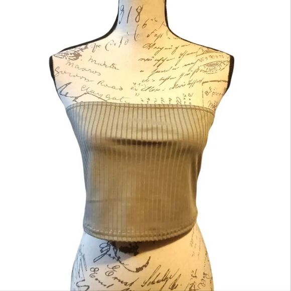 TOPSHOP Ladies Sz 12 Gray Ribbed Crop Top - Picture 1 of 6